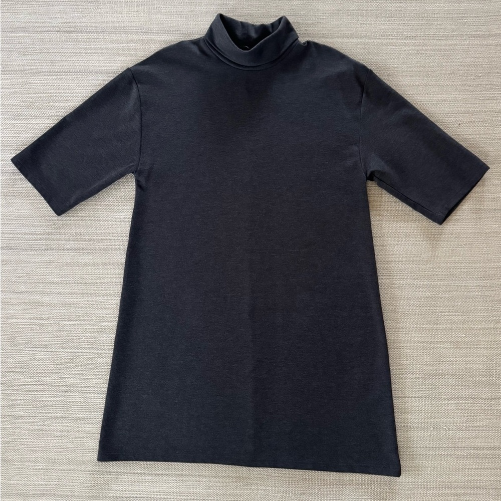 Zara grey simple elegant short sleeve turtleneck mini shift dress women’s M